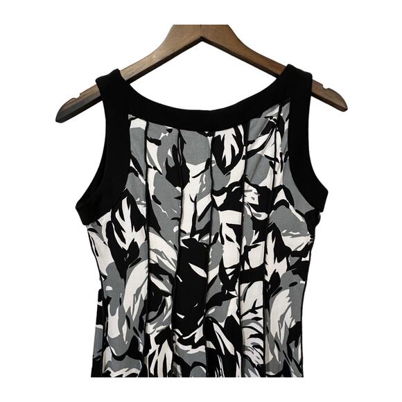 Perceptions Black White Grey Floral Sleeveless Boatneck Knee Length Dress Sz 6P - Picture 5 of 7